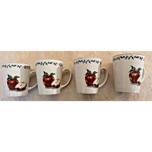 Totally Today Country Apple Coffee Mug Cup Approx. 8 oz Set of 4